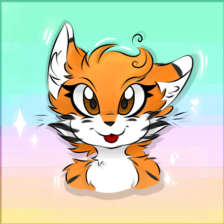 cute eyelashes feline fur girly headshot kaarosu_(artist) looking_at_viewer mammal smile sparkling tiger tongue tongue_out