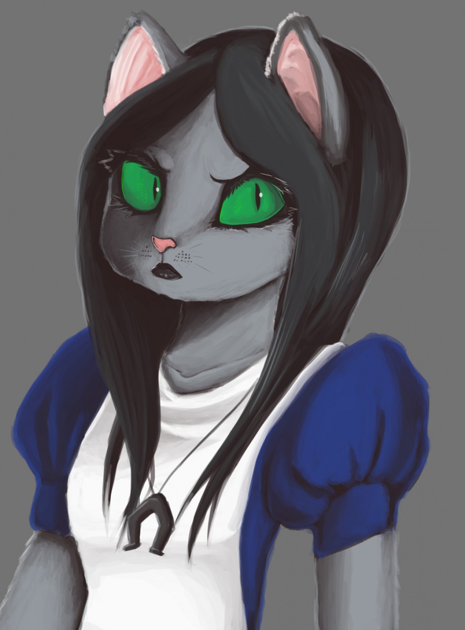 american_mcgee's_alice clothed clothing feline female green_eyes jigglet looking_at_viewer mammal reaction_image simple_background solo video_games