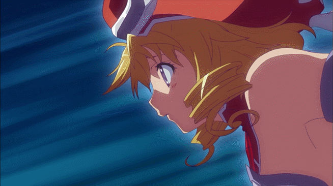 1girl angel animated animated_gif ass bare_legs blonde_hair boots breasts curvy female flying hat huge_ass laila_(queen's_blade) large_breasts long_hair miniskirt night purple_eyes queen's_blade queen's_blade_rebellion shiny shiny_skin skirt sky solo talking thong weapon wings