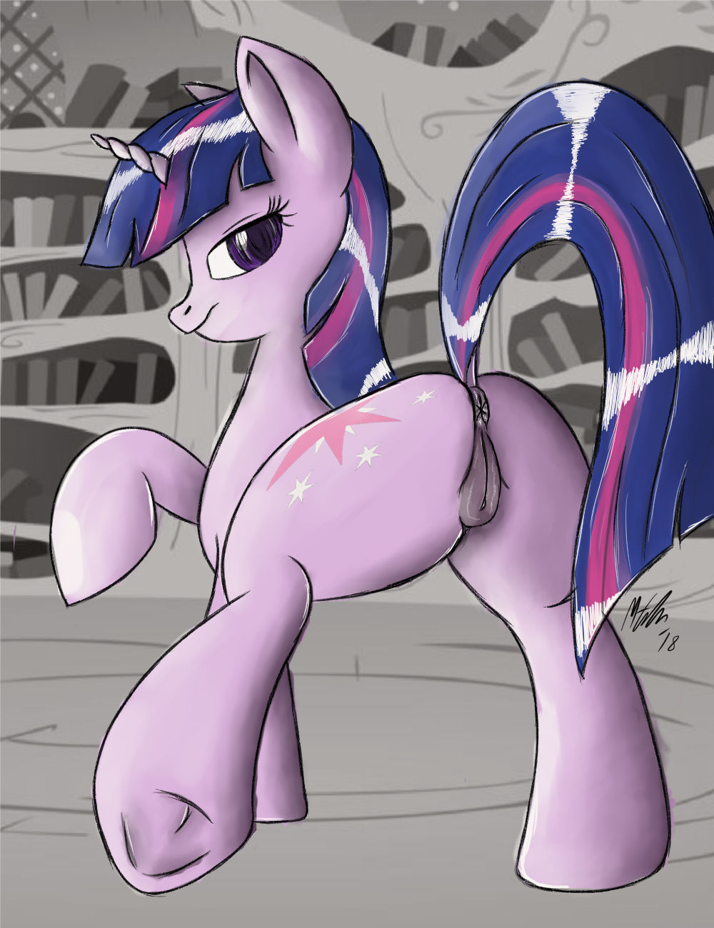 2018 anatomically_correct anatomically_correct_anus anatomically_correct_pussy anus butt cutie_mark equine eyelashes female feral friendship_is_magic fur hair half-closed_eyes hooves horn looking_at_viewer mammal morgenergy multicolored_hair my_little_pony nude presenting presenting_hindquarters puffy purple_eyes purple_fur purple_hair pussy raised_tail solo twilight_sparkle_(mlp) two_tone_hair underhoof unicorn