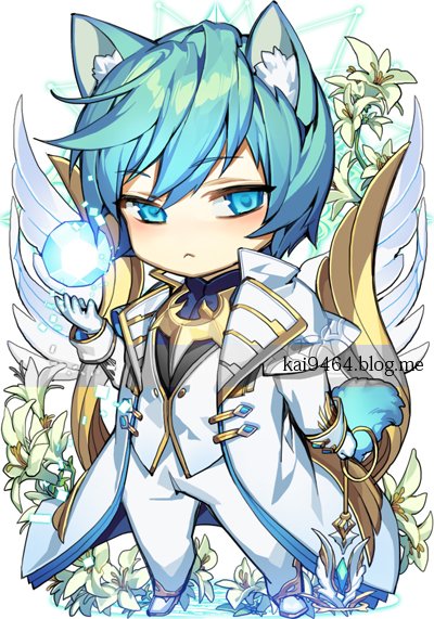 :&lt; ainchase_ishmael animal_ears aqua_eyes aqua_hair arme_thaumaturgy_(elsword) cat_ears cat_tail chibi elsword energy_ball eyebrows_visible_through_hair flower gloves jacket male_focus pants pendulum pika_(kai9464) shoes solo tail watermark web_address white_footwear white_gloves white_jacket white_pants wings