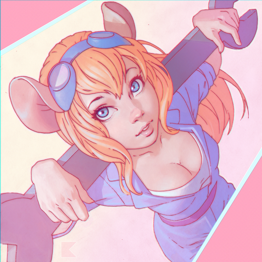 animal_humanoid blonde_hair blue_eyes breasts chip_'n_dale_rescue_rangers coveralls disney eyewear female gadget_hackwrench goggles hair humanoid kuvshinov-ilya mammal mouse_humanoid rodent solo tools wrench