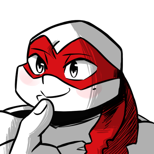 2018 anthro bandanna blush blush_stickers bust_portrait expression_meme inkyfrog male mask mole_(marking) partially_colored portrait raphael_(tmnt) reptile scalie shell simple_background smile solo teenage_mutant_ninja_turtles turtle white_background