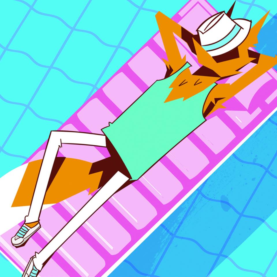 2018 canine chest_fur clothing dipstick_tail float footwear fox goldie_foxx hat male mammal multicolored_tail music music_video nap pants pool_float relaxing screencap shirt shoes solo sound studio_killers summer sunbathing swimming_pool tank_top