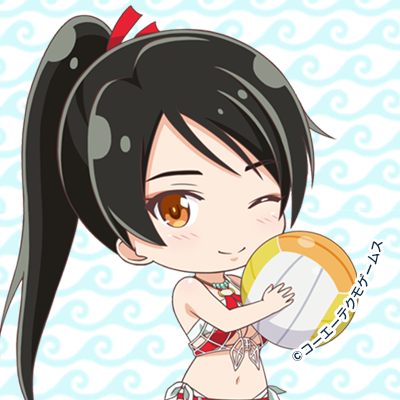 1girl bikini black_hair blush breasts dead_or_alive dead_or_alive_extreme:_venus_vacation large_breasts long_hair looking_at_viewer momiji_(ninja_gaiden) navel official_art ponytail swimsuit underboob