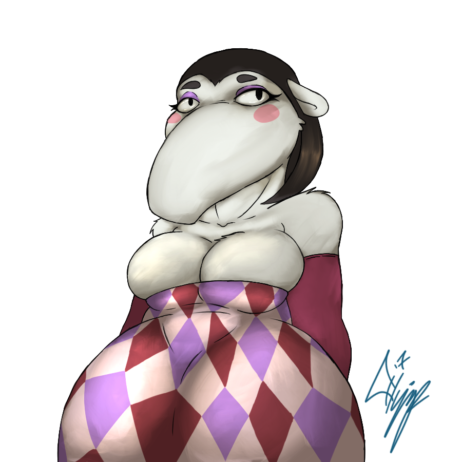 2017 alpha_channel animal_crossing annalisa_(animal_crossing) anteater anthro anthrofied armwear big_breasts big_thighs biped black_eyes blush breasts brown_hair cheek_tuft cleavage clothed clothing collarbone digital_drawing_(artwork) digital_media_(artwork) dress ears_back elbow_gloves eyelashes eyeshadow female fimp front_view fur gloves hair half-length_portrait ineffective_clothing long_snout looking_away makeup mammal mascara nintendo portrait short_hair shoulder_tuft signature simple_background small_waist snout solo standing tight_clothing transparent_background tuft video_games voluptuous white_fur wide_hips