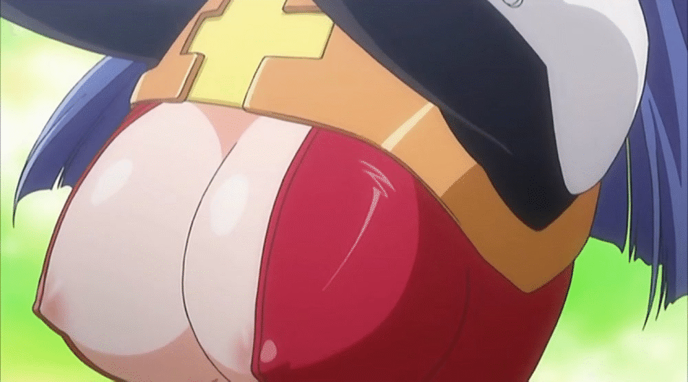 animated animated_gif aresta_blanket blue_hair bounce bouncing_breasts breasts fight_ippatsu!_juuden-chan!! large_breasts nipple_slip