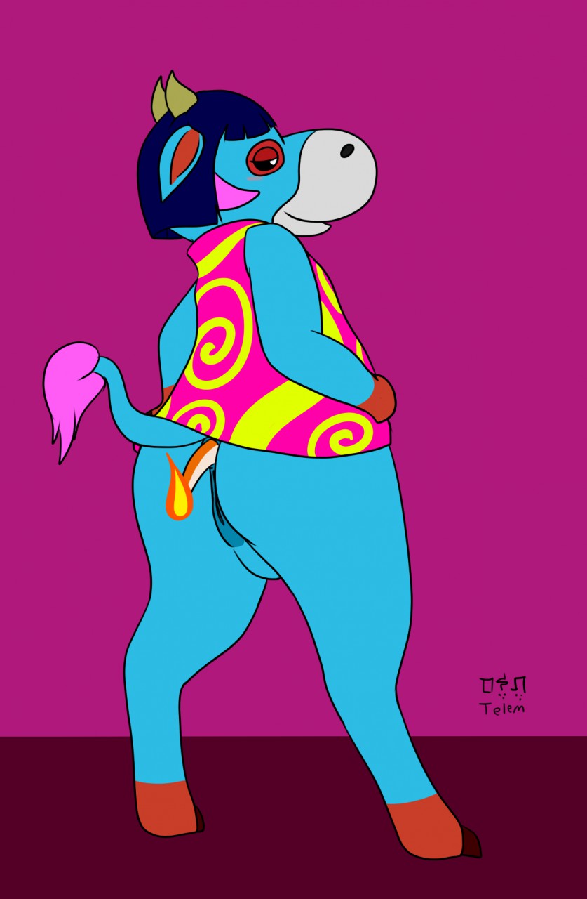 2016 abdominal_bulge ambiguous_gender anal_vore animal_crossing animal_genitalia animal_pussy anthro anus biped black_sclera blue_anus blue_body blue_hair blue_pussy blue_tail blush bovine bowlcut brown_hooves butt cattle charmander crossover digital_drawing_(artwork) digital_media_(artwork) duo equine_anus equine_pussy eye_markings female female/ambiguous female_focus female_pred fire flaming_tail flat_chested full-length_portrait gloves_(marking) grey_body hair half-closed_eyes hands_on_hips hi_res horn mammal markings multicolored_body muzzle_(marking) naomi_(animal_crossing) nintendo orange_tail pink_background pink_body pink_tail pok&eacute;mon pok&eacute;mon_(species) portrait post_vore pussy rear_view red_body red_markings simple_background slightly_chubby smile snout socks_(marking) solo_focus standing tail_tuft tan_tail telem tuft two_tone_tail video_games vore white_eyes wide_hips yellow_horn