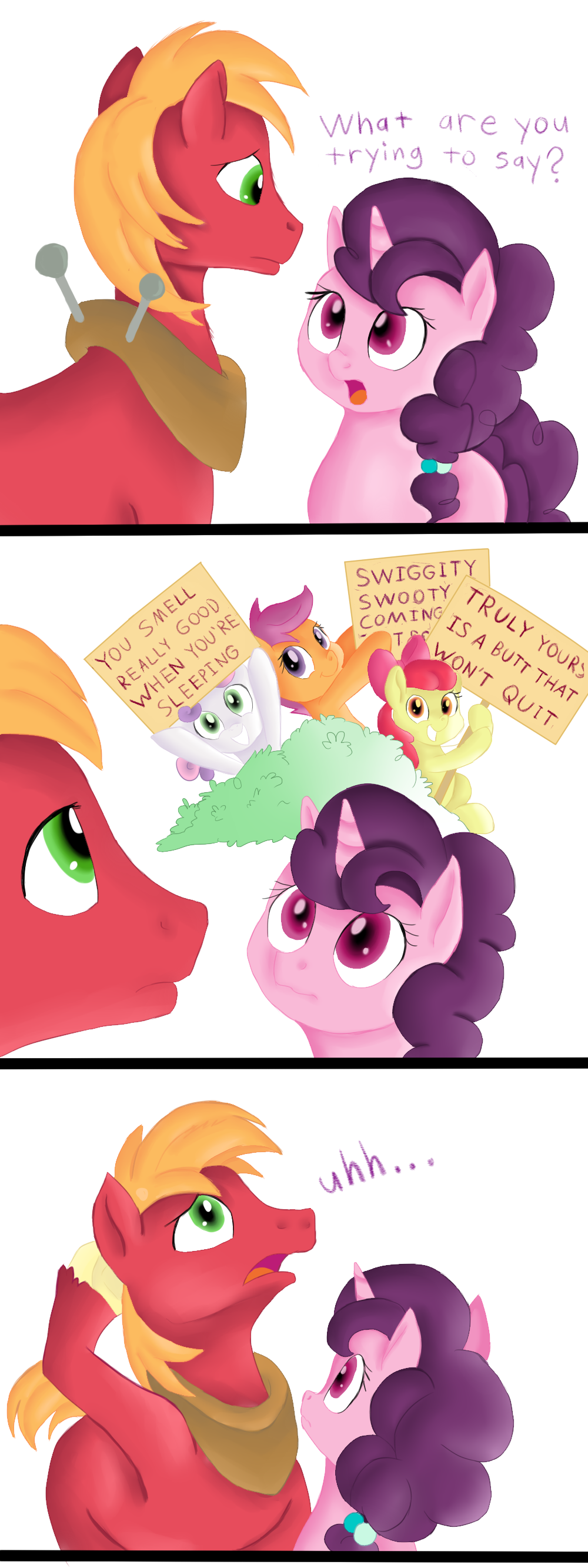 apple_bloom_(mlp) big_macintosh_(mlp) comic dialogue dstears equine female friendship_is_magic group horn horse humor jbond male mammal my_little_pony painting pegasus pony scootaloo_(mlp) sign sugar_belle_(mlp) sweetie_belle_(mlp) text unicorn wings young
