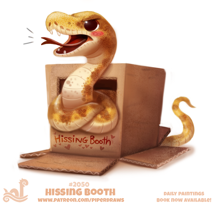 &lt;3 ambiguous_gender blush box brown_eyes brown_scales cardboard cardboard_box cryptid-creations english_text fangs feral humor open_mouth pun reptile scales scalie simple_background snake solo text tongue tongue_out white_background white_scales yellow_scales