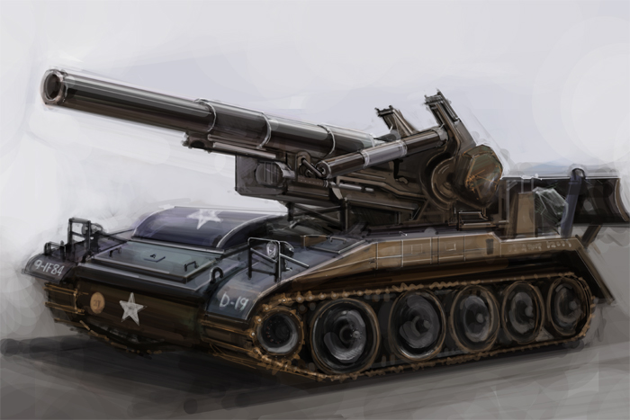 commentary_request derivative_work grey_background ground_vehicle gun m107_spg military military_vehicle motor_vehicle no_humans ohigetan original self-propelled_gun tank weapon