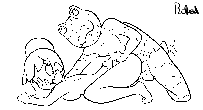 2017 4_fingers aliasing all_fours amphibian animal_crossing anthro anthrofied arm_support ass_up balls biped black_and_white blush blush_sticker breast_rest breasts butt butt_grab camofrog_(animal_crossing) digital_drawing_(artwork) digital_media_(artwork) doggystyle duo eyelashes eyes_closed feet female female_on_anthro frog from_behind_position full-length_portrait hair hand_on_butt human human_on_anthro humanoid_feet humanoid_hands interspecies kneeling leaning_on_elbow line_art looking_at_another looking_at_penis looking_back male male/female male_penetrating mammal monochrome motion_lines nintendo nude open_mouth open_smile penetration penis plantigrade ponytail portrait raised_heel robedart sex short_tail side_view simple_background small_waist smile thrusting vaginal vaginal_penetration video_games villager_(animal_crossing) white_background