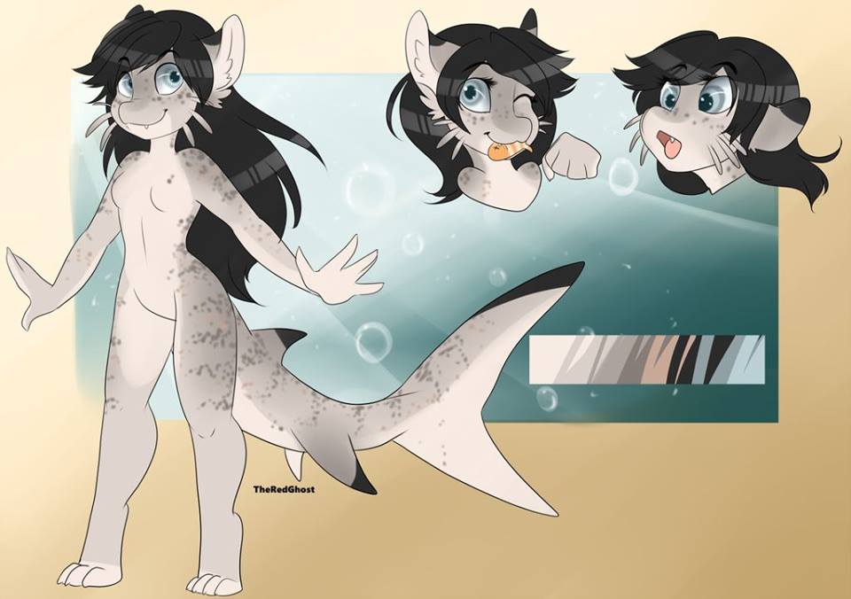 anthro black_hair breasts catfish child cub cute female fish flat_chested hair headshot marine model_sheet nude small_breasts smile tailfin theredghost whisky_catfish young