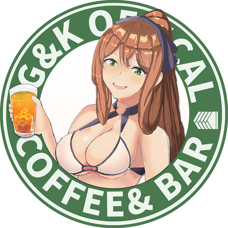 :d alcohol alternate_costume bangs bare_shoulders beer bikini blush breasts brown_hair cleavage commentary_request cup drinking_glass eyebrows_visible_through_hair girls_frontline green_eyes hair_between_eyes hair_ribbon hair_rings holding holding_cup large_breasts long_hair looking_at_viewer lsheng m1903_springfield_(girls_frontline) o-ring o-ring_top open_mouth ribbon sidelocks smile solo swimsuit