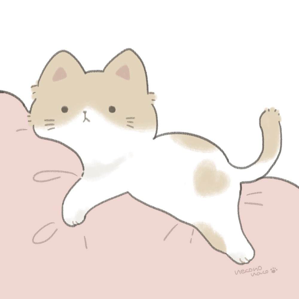 animal animal_focus artist_name brown_cat cat commentary_request necono_naco no_humans original pastel_colors signature simple_background tail_raised white_background white_cat