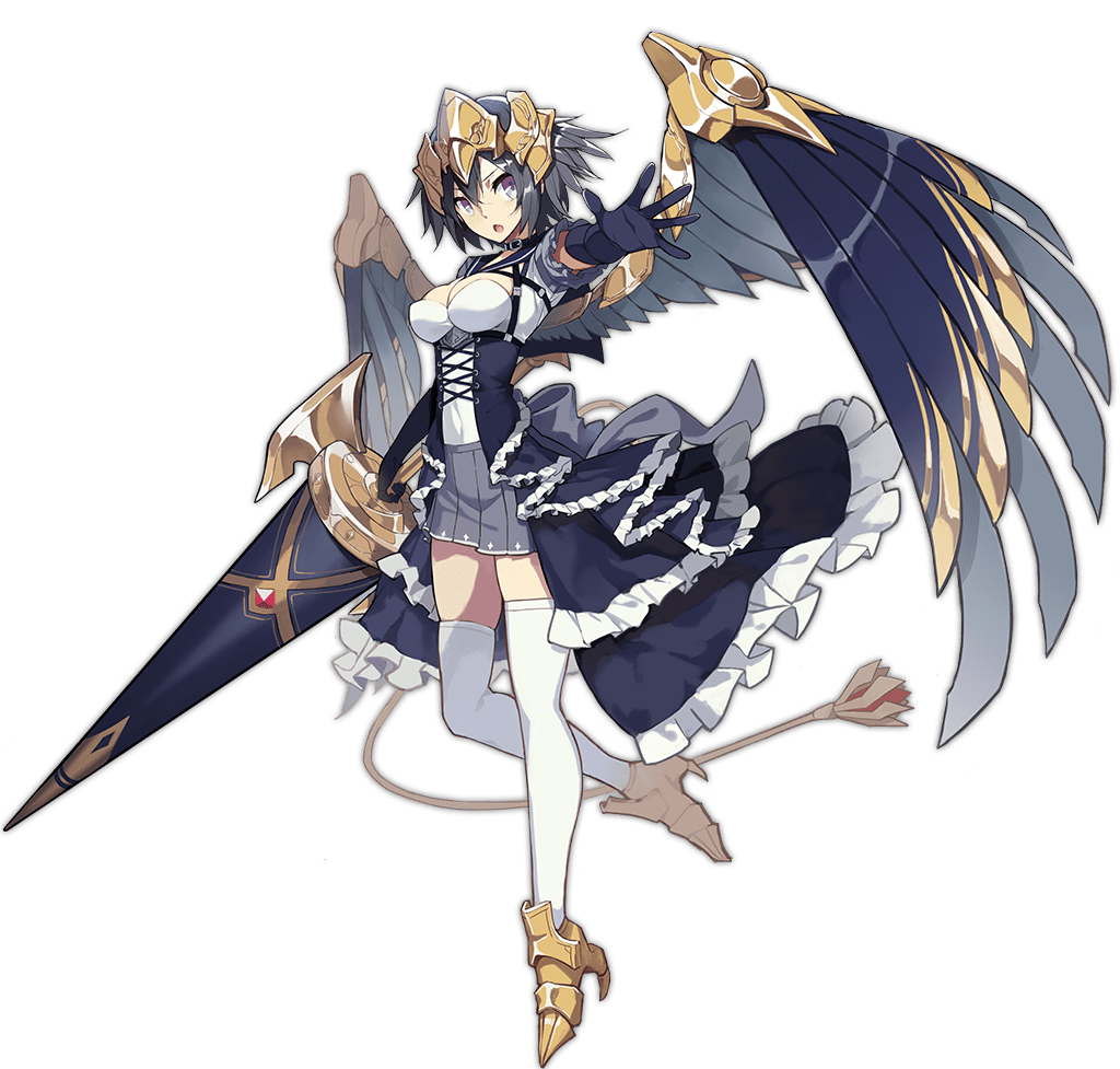 1girl ark_order armored_boots black_dress black_gloves boots breasts cleavage_cutout clothing_cutout dress elbow_gloves frilled_dress frills full_body garter_straps gloves gold_footwear gold_trim grey_eyes grey_hair grey_skirt grey_wings griffin_(ark_order) headpiece holding holding_weapon kzhu leotard medium_breasts official_art pleated_skirt short_hair short_sleeves sidelocks skirt solo tachi-e thigh_boots thigh_strap thighhighs transparent_background weapon weapon_request white_leotard wing_armor wings