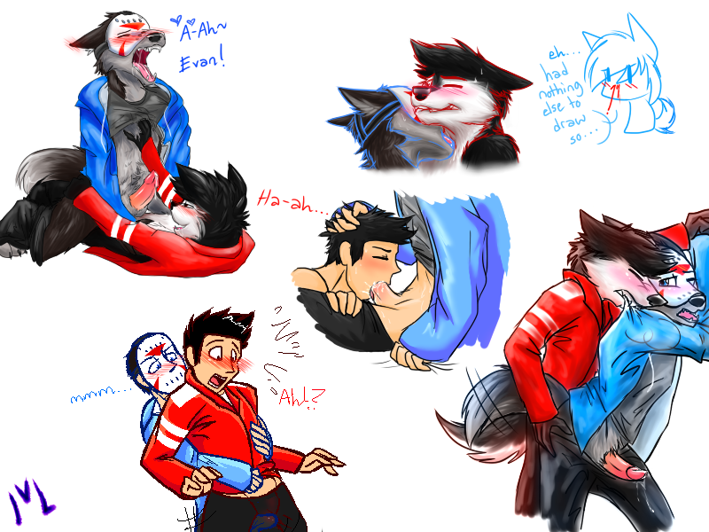 anal bite biting_shoulder blood canine clothing h2odelirous_(character) human mammal mask oral snowy18 vanoss youtuber