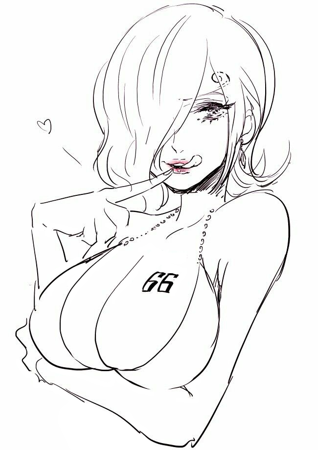 1girl bare_arms bare_shoulders breasts cape cleavage female hair_over_one_eye headphones huge_breasts large_breasts lipstick makeup one_eye_covered one_piece pink_lips scarf short_hair smile tattoo tongue tongue_out vinsmoke_reiju