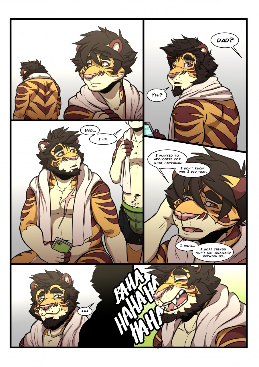 anthro baraking comic father feline mammal parent son tiger