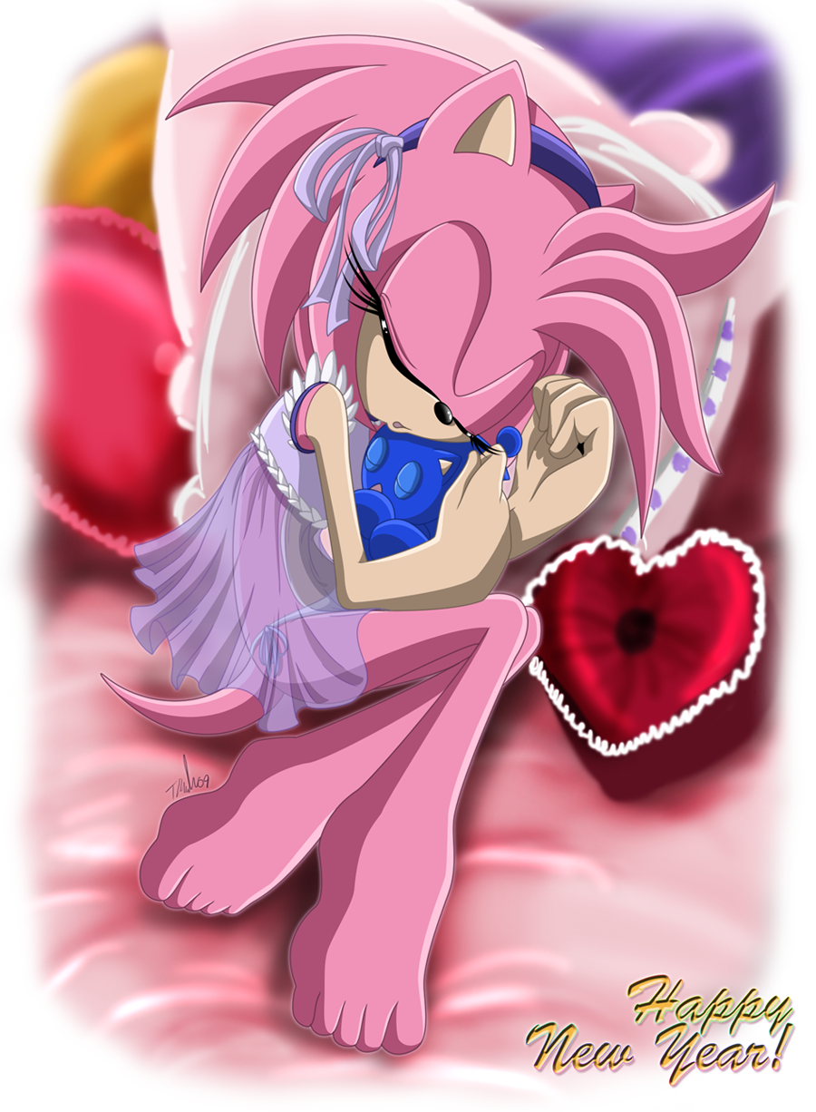 2009 amy_rose bed clothed clothing female metalpandora sleeping solo sonic_(series)