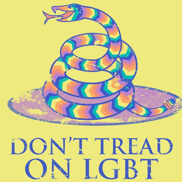 edit english_text gadsden_flag gay_pride politics reptile scalie simple_background snake solo text tongue tongue_out yellow_background