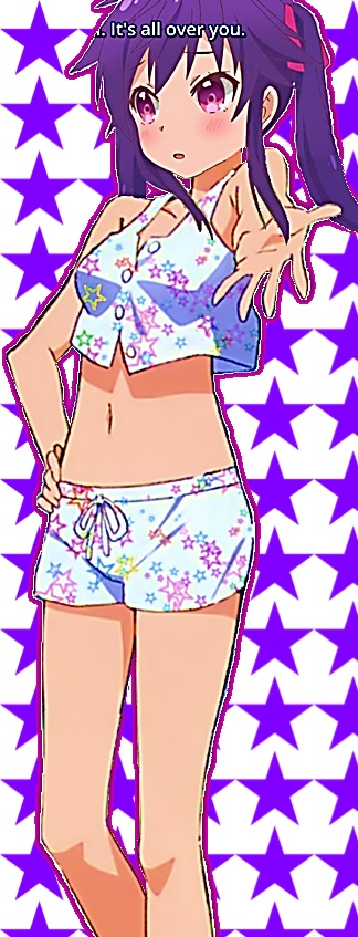 bikini bikini_shorts ebisuzawa_kurumi gakkou_gurashi! short_shorts starry_background swimsuits