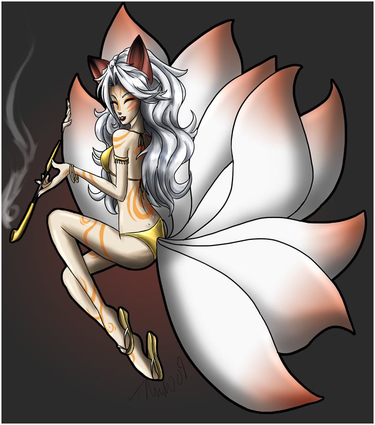 2009 canine clothed clothing eyes_closed female fox mammal metalpandora smoking