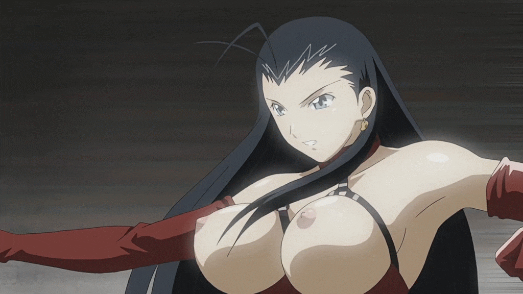 10s 2girls animated animated_gif areolae bounce bouncing_breasts breasts breasts_outside crotchless_clothes dominatrix ikkitousen kakouen_myousai kan'u_unchou latex multiple_girls nipples