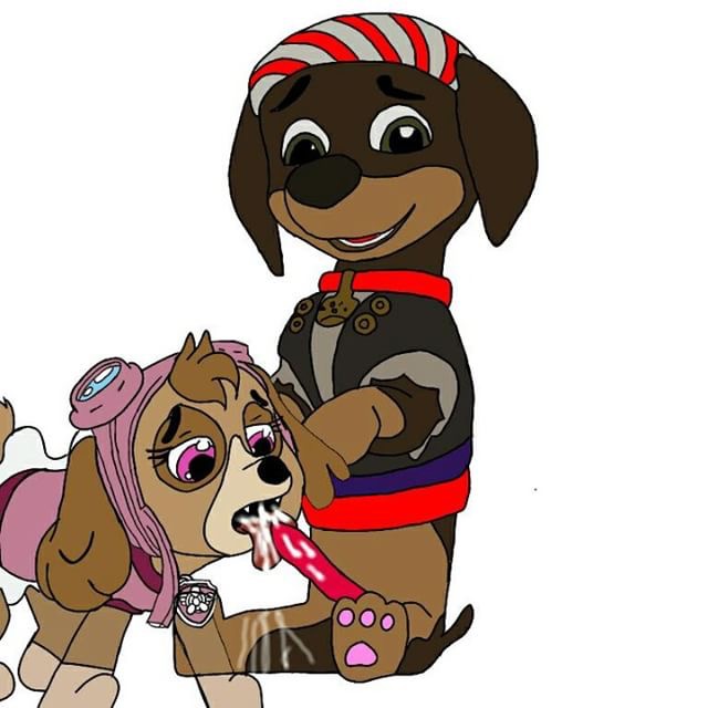 2018 arrby_(paw_patrol) canine clothing cum cum_drip cum_in_mouth cum_inside cum_on_penis cum_on_tongue dog dripping duo female male male/female mammal open_mouth paw_patrol pawpatrolfan48 penis sex skye_(paw_patrol) tongue tongue_out young