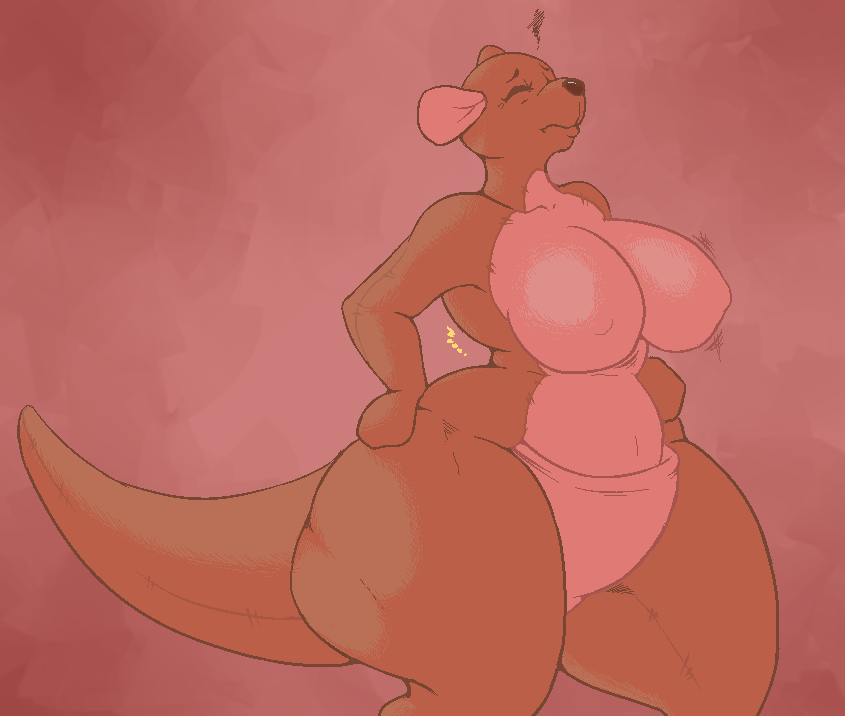 2017 anthro big_breasts big_butt breasts butt disney eyelashes featureless_breasts featureless_crotch female kanga kangaroo mammal marsupial mature_female nude plushie pouch_(anatomy) signirsol simple_background solo thick_tail thick_thighs uncomfortable voluptuous wide_hips winnie_the_pooh_(franchise)