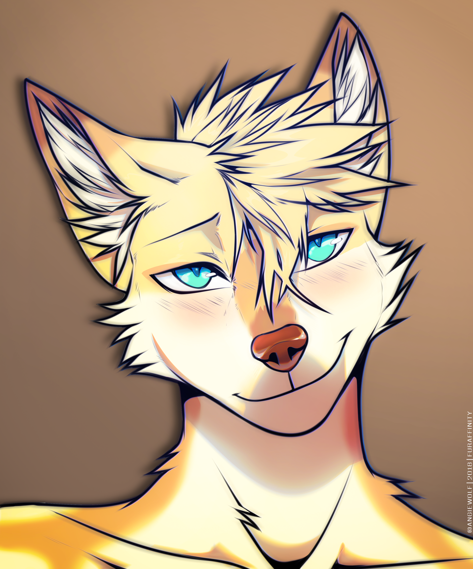 2018 angiewolf anthro canine digital_media_(artwork) elly fox fur hi_res looking_at_viewer male mammal smile solo