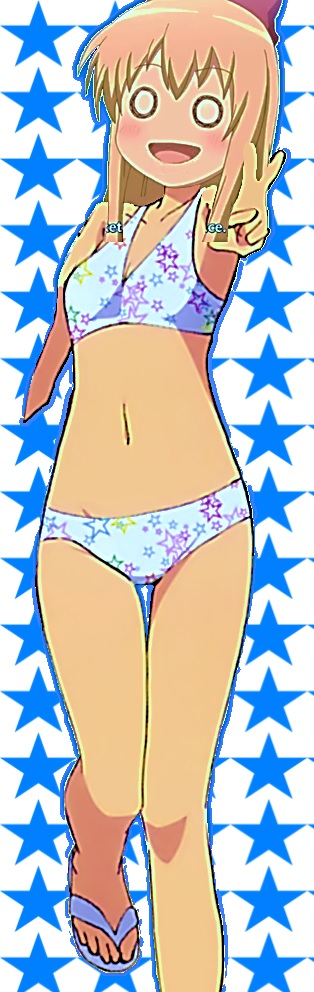 bikini hair_ribbon legs pose sandals star_print starry_background swimsuits toshinou_kyouko v white_eyes yuru_yuri