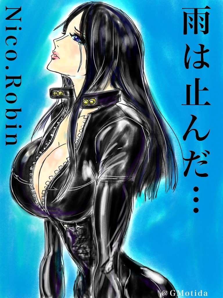 1girl black_gloves breasts cleavage cleavage_cutout dress full_body gloves gmotida hand_on_hip high_heels huge_breasts large_breasts long_hair nico_robin one_piece