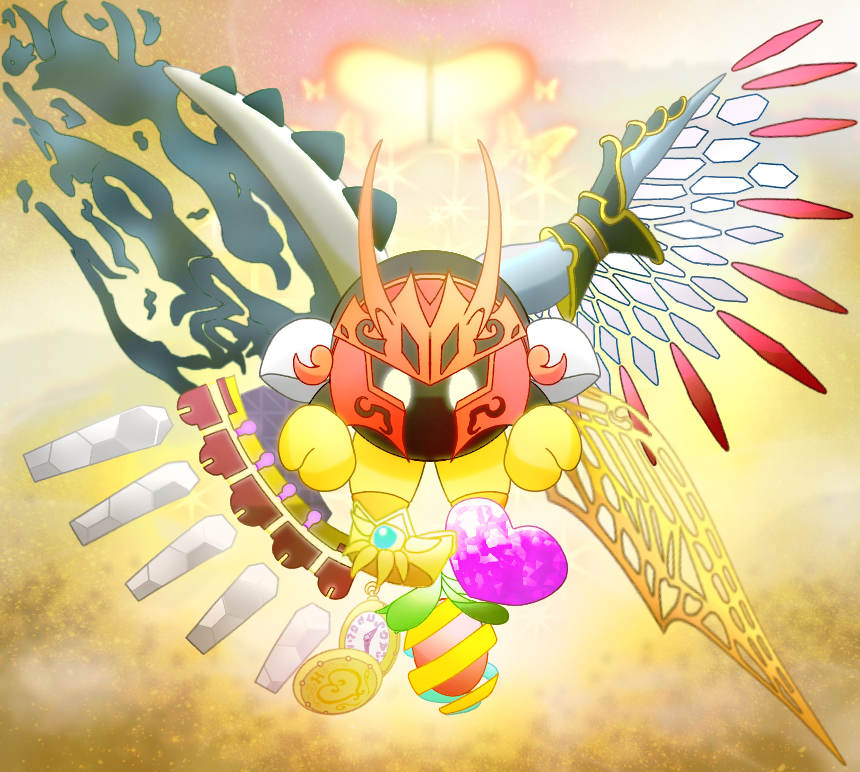 angel_wings bug butterfly butterfly_wings commentary_request crown fastestkirby fusion galactic_nova heart horns insect kirby's_return_to_dream_land kirby:_planet_robobot kirby:_star_allies kirby:_triple_deluxe kirby_(series) magolor_soul master_crown morpho_knight no_humans pocket_watch queen_sectonia shoulder_pads spoilers star_dream void_termina watch white_eyes wings