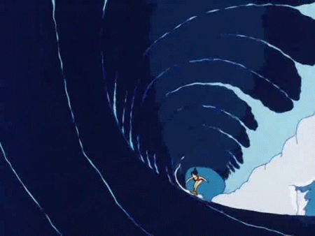 1girl animated animated_gif bathing_suit non-nude outdoors solo source_request surfboard surfing water