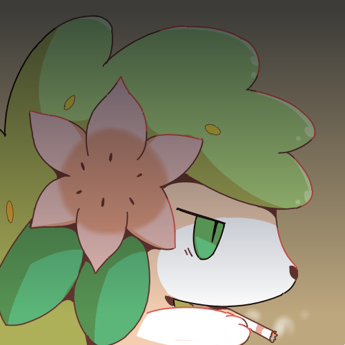 2016 ambiguous_gender crepix feral legendary_pok&eacute;mon nintendo pok&eacute;mon pok&eacute;mon_(species) shaymin shaymin_(land_form) simple_background smoking solo video_games
