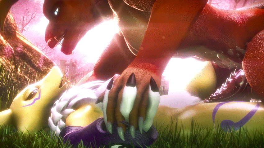 2018 3d_(artwork) animated anthro balls big_breasts bloom breasts detailed_background digimon digital_media_(artwork) dragon dragon-v0942 duo female fur grass hair hand_holding interspecies invalid_tag knot lens_flare loop lying male male/female mathew_kelly missionary_position nipples nude on_back orange_scales outside penetration penis pussy pussy_juice renamon scales scalie sex sky smile source_filmmaker spread_legs spreading tree vaginal vaginal_penetration whiskers white_fur yellow_fur