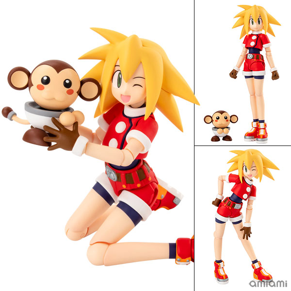 blonde_hair data figure gloves green_eyes looking_at_viewer red_shorts rockman rockman_dash roll_caskett shorts smile