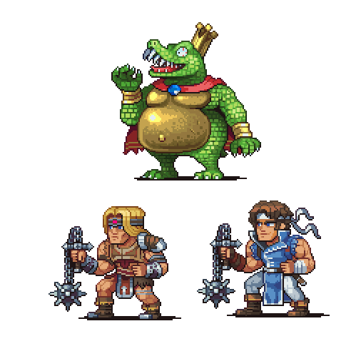 armor asymmetrical_clothes bandaged_arm bandages blonde_hair blue_eyes boots cape castlevania castlevania:_rondo_of_blood chain_whip claws closed_mouth coat crocodile crocodilian crown donkey_kong_(series) donkey_kong_country from_side gauntlets hand_up headband holding holding_weapon holding_whip king_k._rool long_hair male_focus multiple_boys muscle navel neorice open_mouth pants pixel_art red_cape richter_belmondo scales sharp_teeth short_hair simon_belmondo single_gauntlet smile standing super_smash_bros. super_smash_bros._ultimate teeth transparent_background weapon whip wrist_guards