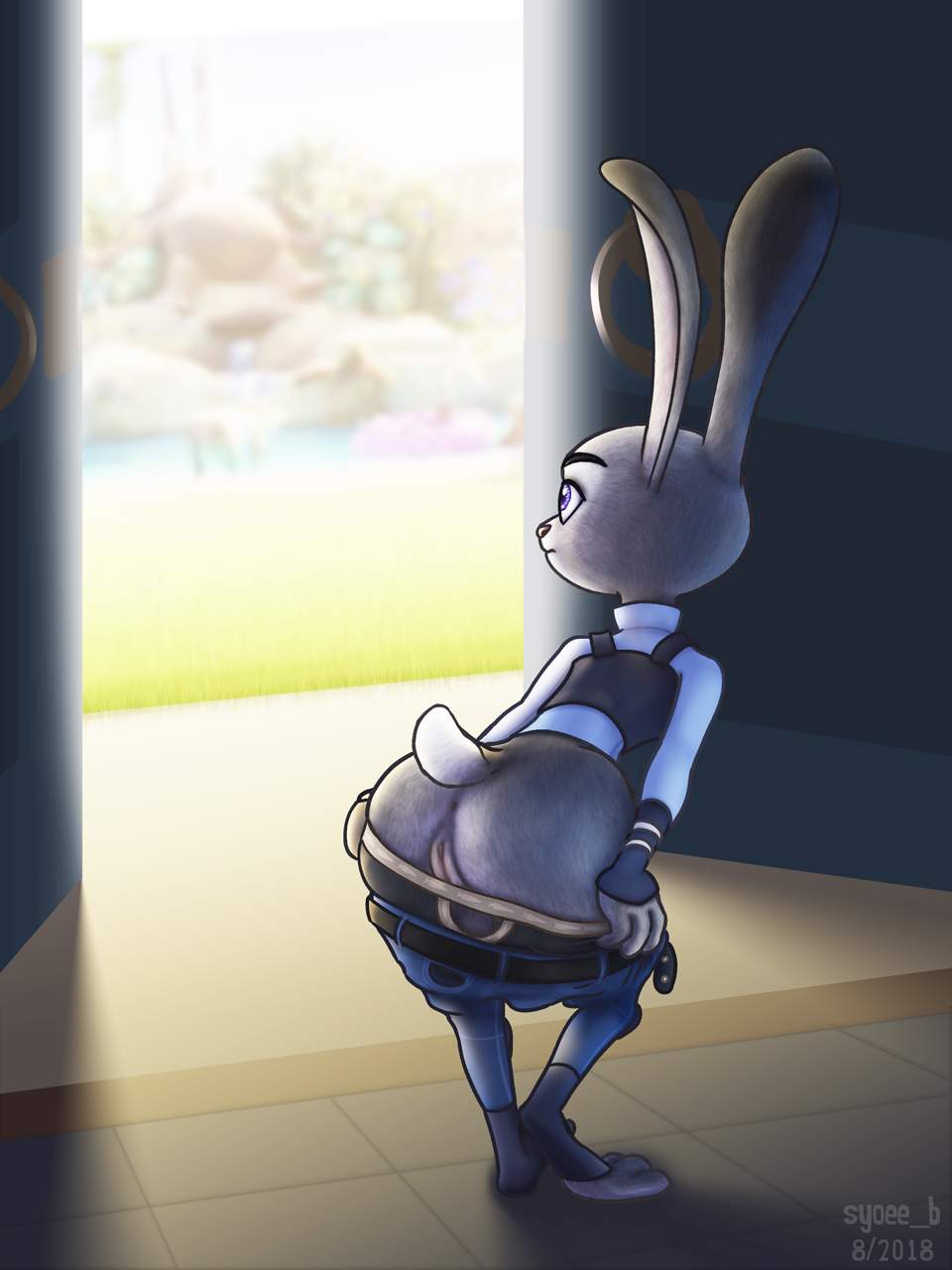 2018 butt clothing disney female judy_hopps lagomorph mammal pussy rabbit syoee_b undressing zootopia