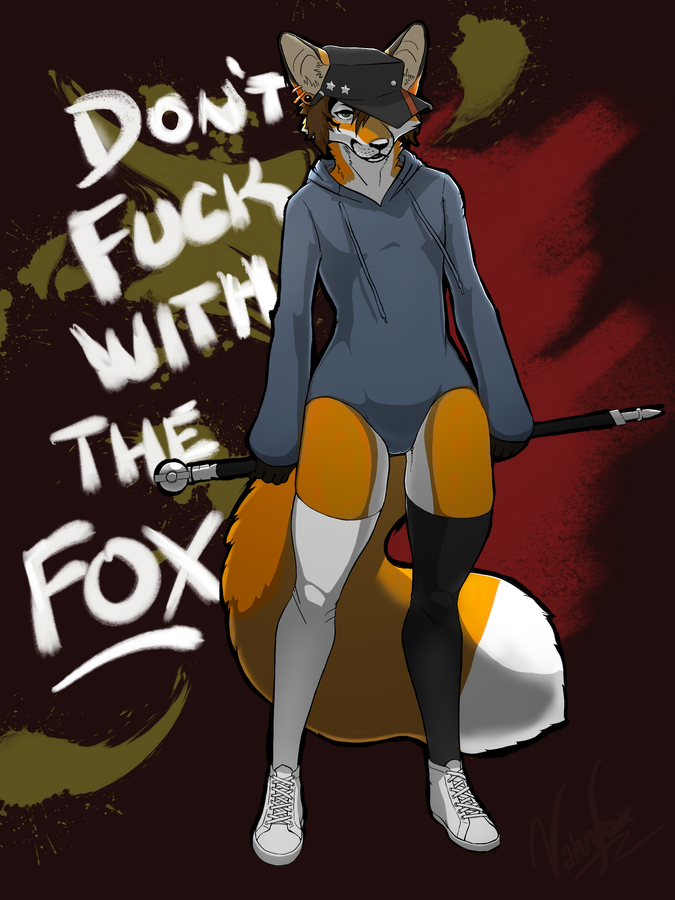 anthro cane canine clothed clothing english_text footwear fox fur girly hat hoodie inner_ear_fluff legwear male mammal multicolored_fur orange_fur shoes solo standing text thigh_gap thigh_highs vahnfox white_fur wide_hips