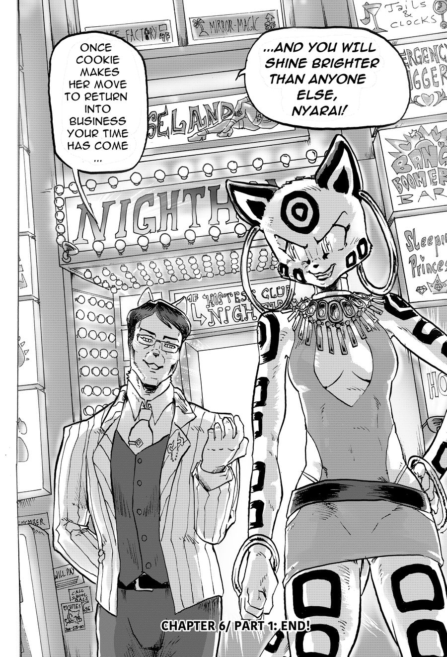 anthro breasts cat cheetah cleavage clothed clothing daigaijin dress ear_piercing english_text feline female furryfight_chronicles greyscale jewelry male mammal monochrome necklace nyarai_(furryfight_chronicles) piercing ring shun_gonfano smile suit text