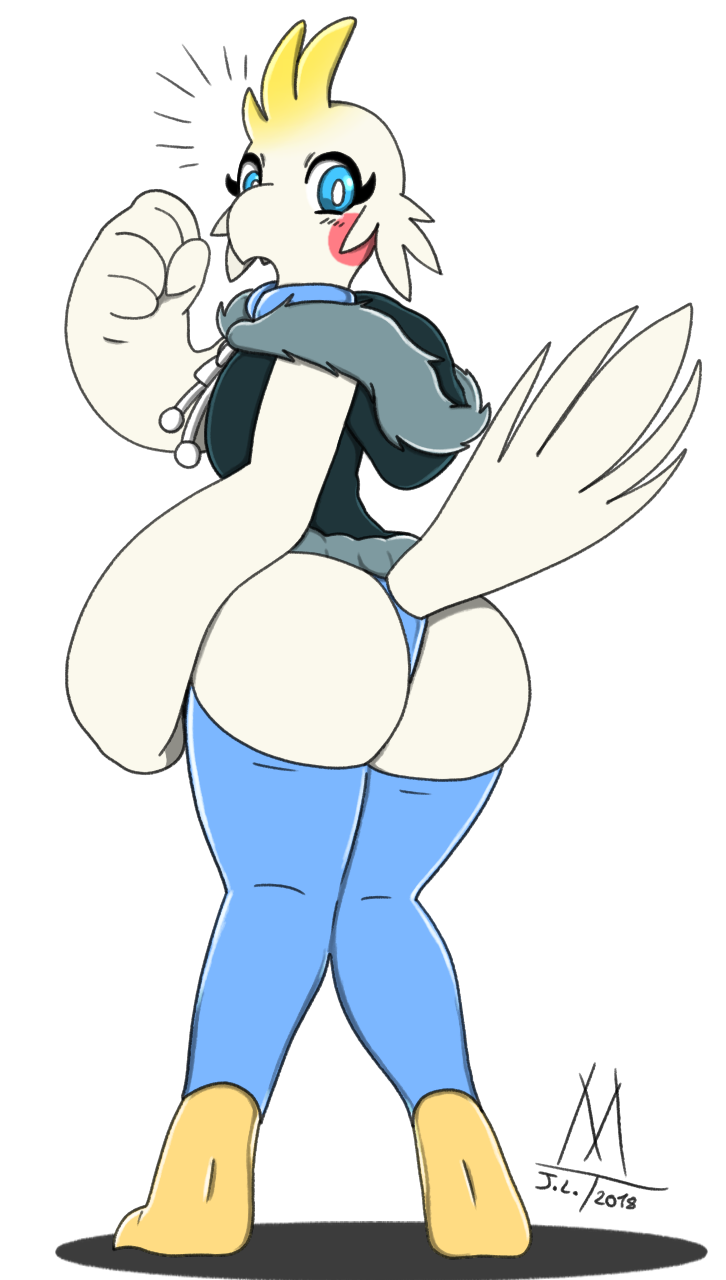 anthro avian big_butt bird bodysuit bubble_butt butt clothed clothing female flat_chested hoodie leg_warmers legwear leotard meatboom skinsuit tight_clothing