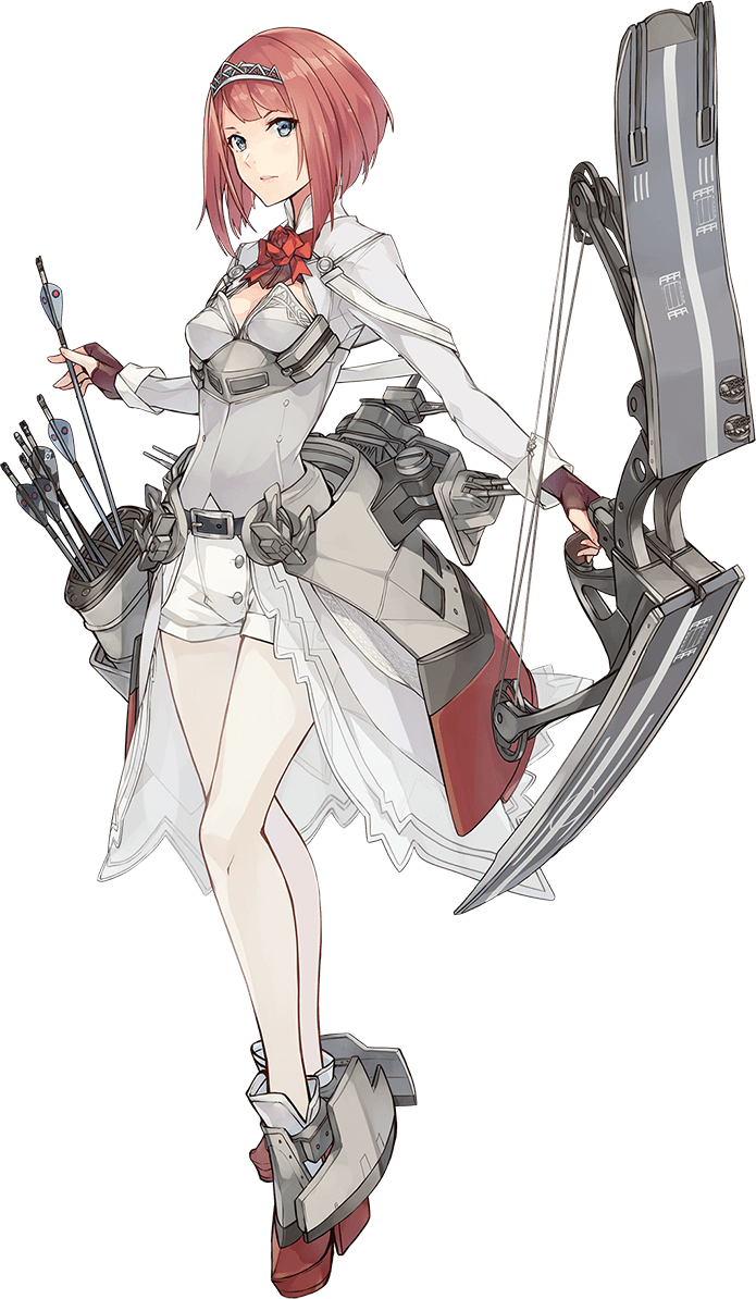 ark_royal_(kantai_collection) blue_eyes bob_cut bow bow_(weapon) breasts compound_bow corset fingerless_gloves flower full_body gloves holding holding_bow_(weapon) holding_weapon kantai_collection konishi_(koconatu) legwear_under_shorts looking_at_viewer official_art pantyhose pantyhose_under_shorts quiver red_bow red_flower red_hair red_ribbon red_rose ribbon rose rudder_shoes short_hair shorts showgirl_skirt small_breasts solo tiara transparent_background weapon white_legwear