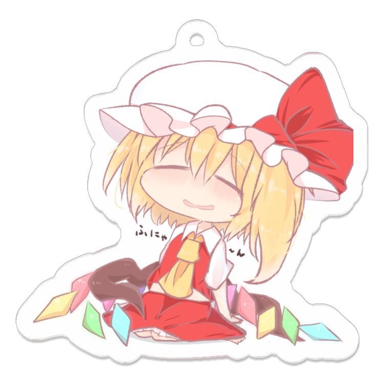 1girl :d arm_support ascot bangs barefoot blonde_hair blush bow breasts chibi closed_eyes collared_shirt commentary_request crystal d: eyebrows_visible_through_hair flandre_scarlet frilled_hat frilled_skirt frills full_body hat hat_bow knees_together_feet_apart leaning_back medium_skirt mob_cap nose_blush open_mouth own_hands_together puffy_short_sleeves puffy_sleeves raised_eyebrows red_bow red_skirt shirt short_hair short_sleeves shoupon side_ponytail simple_background sitting sketch_eyebrows skirt skirt_set sleeping sleeping_upright small_breasts smile solo touhou translation_request wariza wavy_mouth white_background white_hat wing_collar wings yellow_neckwear |d