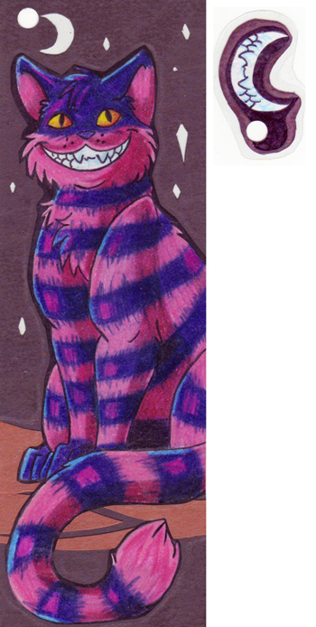 2010 alice_in_wonderland amocin bookmark cat cheshire_cat feline mammal night smile teeth