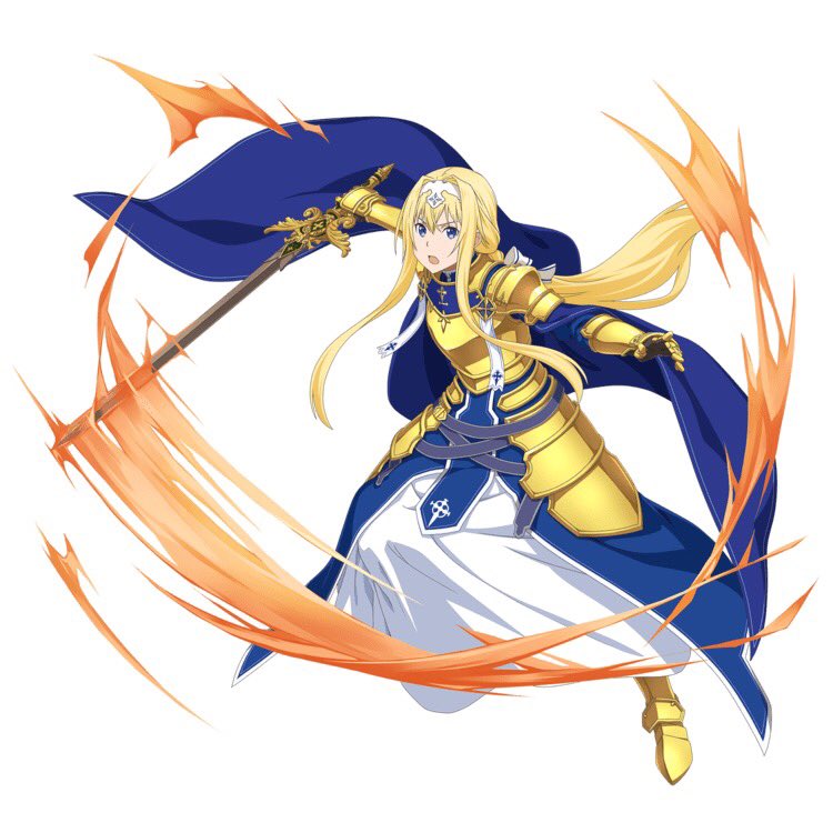 alice_schuberg armor armored_boots armored_dress blonde_hair blue_cape blue_eyes boots bow breastplate cape faulds floating_hair full_body gauntlets hair_between_eyes hair_bow hairband holding holding_sword holding_weapon long_hair official_art open_mouth outstretched_arms ponytail sidelocks simple_background solo standing sword sword_art_online sword_art_online:_code_register very_long_hair weapon white_background white_bow white_hairband yellow_footwear