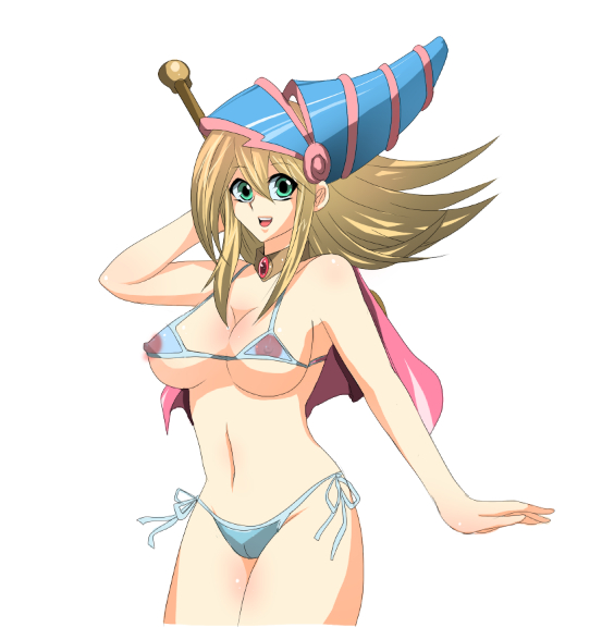 bikini cameltoe dark_magician_girl duel_monster nipples smile swimsuit yu-gi-oh! yuu-gi-ou_duel_monsters