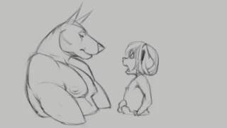 ambiguous_gender animated canine hug implied male mammal muscular muzzle_(disambiguation) pecs pointy_ears sethpup size_difference water