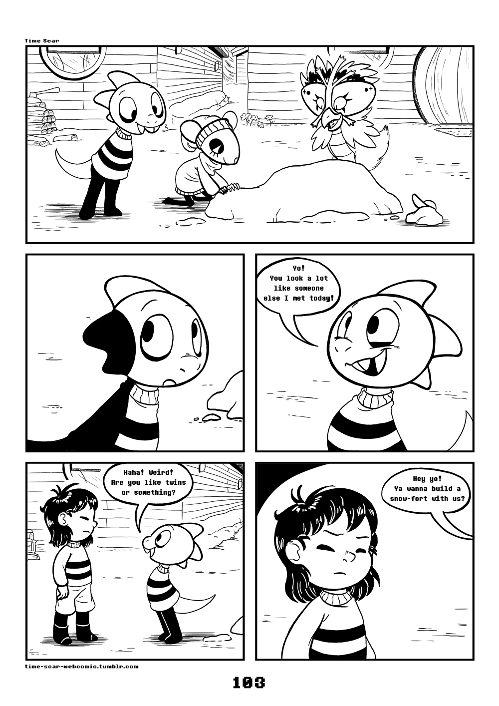 2018 ambiguous_gender anthro armless bone c-puff clothed clothing comic english_text group hi_res human mammal monster_kid mouse protagonist_(undertale) reptile rodent scalie speech_bubble text undertale video_games young